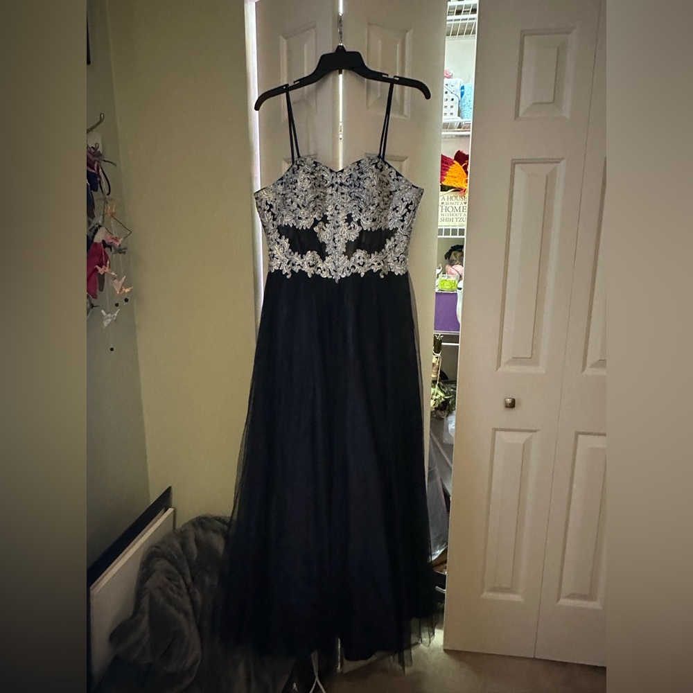 Elegant Blue and Silver Gown